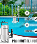 Beast Mode 1 HP Submersible Sump Pump 4500 GPH Dirty And Clean Water Transfer Portable Electric Water Pump near pool