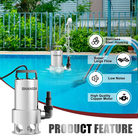 Beast Mode 1 HP Submersible Sump Pump 4500 GPH Dirty And Clean Water Transfer Portable Electric Water Pump near pool