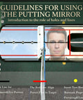 Indoor Golf Putting Mat With Auto Ball Return And Alignment Mirror showing guidelines for stroke improvement.