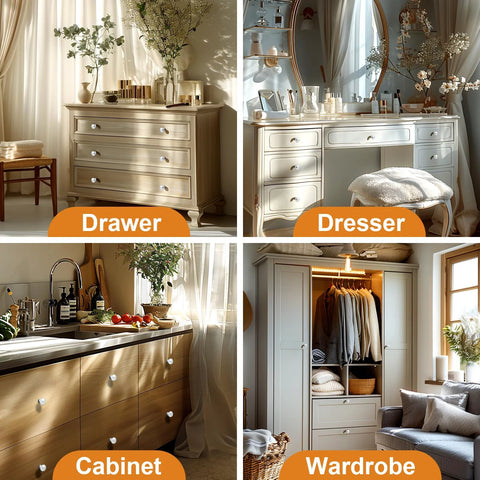 Polished Chrome Cabinet Knobs 5 Pack Round Furniture Knobs 1-3/16 Inch Diameter installed on drawers, dressers, cabinets, wardrobes