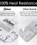 Comparison of Premium Industrial Grade Acrylic ruler with 100% heat resistance and a thin PVC sheet ruler for heat press.