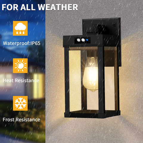 Solar Wall Light Outdoor With Motion Sensor Three Lighting Modes Waterproof Porch Sconce With Clear Panels for All-Weather Use