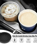 SINGARO silicone car cup holder insert; black, non-slip, universal fit; 4-pack shown in car with beverages.