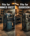 Fits for AMMCO 6922 and GOODSON brake lathe machines in workshop setting, showcasing compatibility with rubber brake lathe muffler belt.