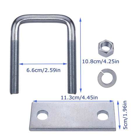 Leaf Spring Clamp Kit For 2.5 Inch Wide Springs Locks Leaf Springs Tight For Stabilization And Smoother Towing Improves Axle Torque Control On Trucks Trailers RVs Heavy Duty Pack Of 2 with U-bolt, nut, and plate