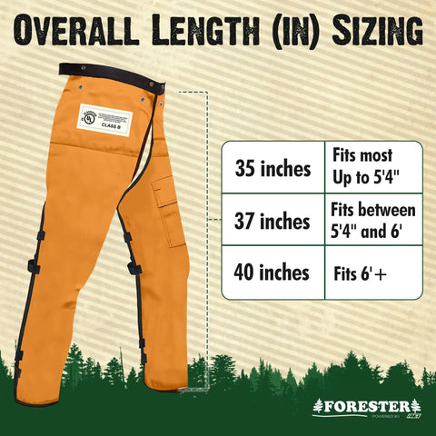 Orange 37 Inch Apron Style Chainsaw Chaps For Men And Women With Pocket And Adjustable Waist Built For Pro Grade Chainsaw Safety Gear And Leg Protection On The Job.