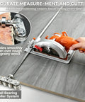 12 Inch Circular Saw Guide With Smooth Roller Rail And Adjustable Rip Fence For Dead Straight Cuts Hassle Free Woodworking and DIY Perfection Pro Level Precision Alignment Every Time used to ensure linear cutting on wood.