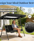 Replacement Canopy Top For Patio Swing 85x45 Outdoor 2 Or 3 Seater Porch Swing Cover shown on a patio with a seated person