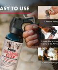Frontiersman Max Bear Spray And Mountain Lion Deterrent with images showing usage instructions step by step.