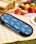Blue Dinosaur Themed Portable Utensil Kit With Zipper Pouch Reusable Storage Case For Desert Camping on picnic blanket