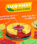Ultimate Taco Night Heated Lazy Susan Party Serving Set Shareable With Four Tortilla Holders And 20 Oz Fondue Pot For Burritos Nachos And Fajitas Perfect For Entertaining At Home Red displayed with removable trays and durable design
