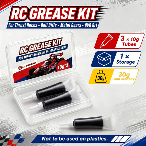 RC Grease High Pressure for Thrust Races and Ball Differentials Heavy Duty Gear Lubricant 3 Pack in storage box