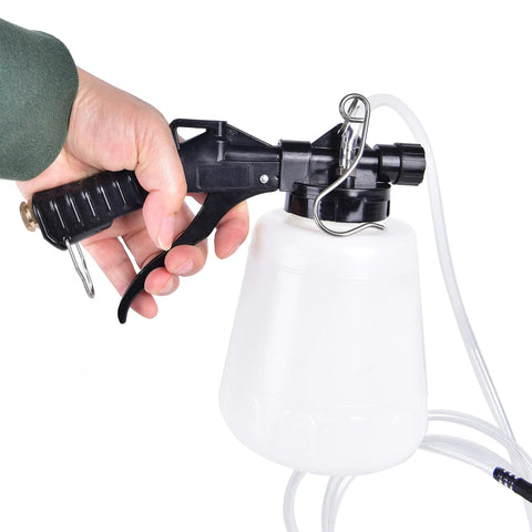 1L Pneumatic Brake Fluid Bleeder Kit With Hanging Hook Vacuum Bleeder Tool For Automotive Brakes shown in use