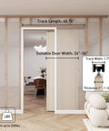 Six Foot Pocket Door Kit With Commercial Grade Sliding Hardware, aluminum box track, installed in home interior, black finish