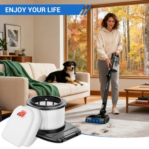 Two Pack HEPA Filters And Four Pack Foam And Felt Replacement Filters Kit For Vertex Pro Lightweight Cordless Stick Vacuum demonstration