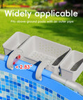 Poolside Storage Basket With Two Cup Holders And Stretchable Organizer For Drinks And Pool Supplies, installed above ground poolside