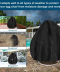 Heavy Duty Black Outdoor Egg Chair Cover 90x78 Inches With Full Zipper Dustproof And Tear Resistant Protection in various weather