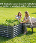 Heavy-Duty Galvanized Raised Garden Bed 6x3x2 Ft For Vegetables, Outdoor Metal Planter Box With Rust Resistant Panels in use