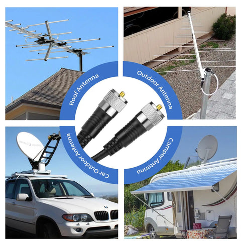 RG8X Coaxial Cable 50ft Low Loss CB Antenna Cable with UHF PL259 Male to Male Connectors 50 Ohm Ham Radio Run for outdoor antennas