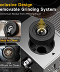 Straight Up Premium Espresso Machine With Built In Grinder And 20 Bar Pump showing removable grinding system for easy cleaning.
