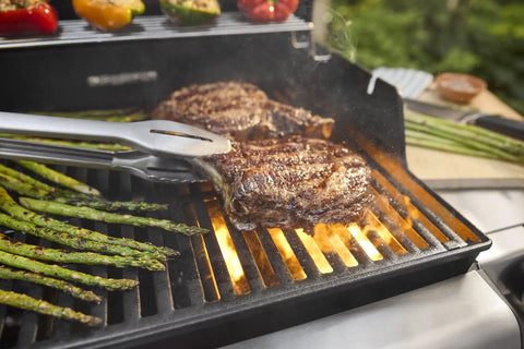 E-325 Propane Gas Grill With 3 Burners And 2 Boost Burners, Bold Sear Zone Heat, Porcelain-Enameled Cast-Iron Grates, Black Finish