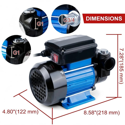 Heavy Duty Electric Oil Transfer Pump 110V Generating 18 Gpm Lightning Fast Flow And A Rock Solid 49 Ft Lift for diesel fuel with dimensions.