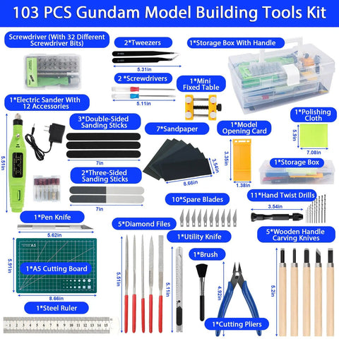 103 Piece Professional Model Tool Kit For Plastic Models And Gunpla Dope Hobby Tools Set For Easy Assembly Repair And Detailing