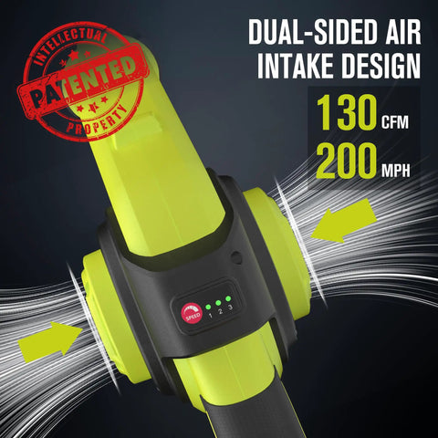 Close-up of dual-sided air intake on Cordless 21V Mini Leaf Blower With Battery And Fast Charger Lightweight 130 CFM 200 MPH