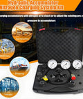 Pro Grade Hydraulic Accumulator Kit With Nitrogen Fill, Gas Valve Test Kit, three high pressure gauges and adapters