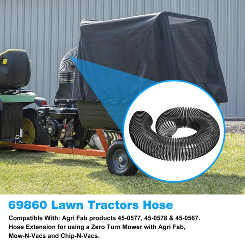Heavy Duty Lawn Vacuum Replacement Hose for Mow-N-Vac and Chip-N-Vac Riding Mowers, Stretchy 84 Inch Long by 6 Inch Wide Flexible Flex Hose