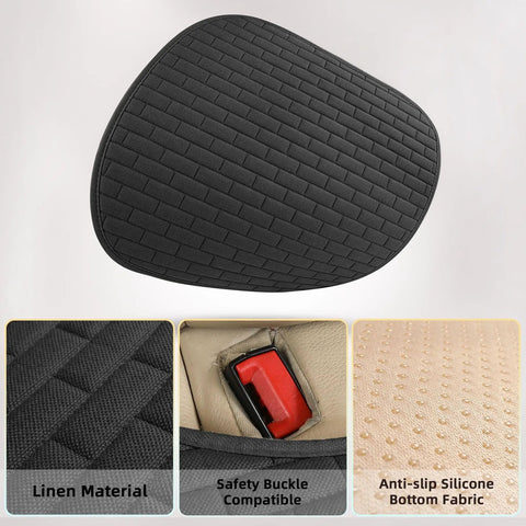 Universal Black Back Seat Cover With Storage Pocket For Cars Trucks And SUVs Durable Water Resistant Auto Seat Cushion Pad showing material detail.