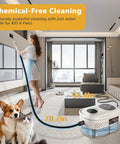 Grab And Go Handheld Steam Cleaner With 1000ml Water Tank For Extended Runtime being used for chemical-free cleaning in a modern living room.