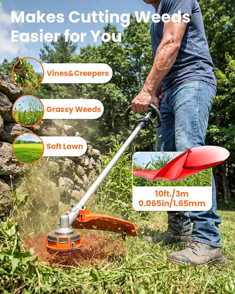 Person using a 15 Pack Trimmer Spool Line Replacement For Weed Eater String Trimmers 0.065 Inch Refills Fits WG Series Models outdoors