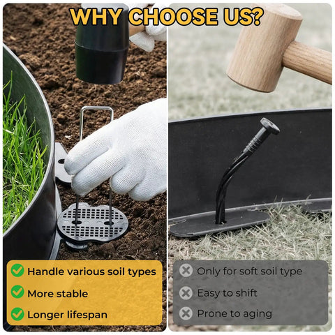 Comparison of No Dig Landscape Edging Kit 3 Inch Tall 40 Feet Black Border System with 45 U Shaped Nails and another edging option