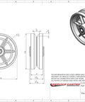 Technical drawing of 6 Inch Semi Steel Cast Iron V Groove Wheel With Roller Bearing 1200 Pound Capacity Built For Real Heavy Duty Use In Carts Rails Furniture Industrial Machinery And Sliding Doors