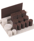 Felt Furniture Pads Set With 133 Pieces Brown And Beige Chair Leg Protectors For Hardwood Floors Sliders That Prevent Scratches Stains And Sliding Noise Durable High Density Felt displayed on white surface.