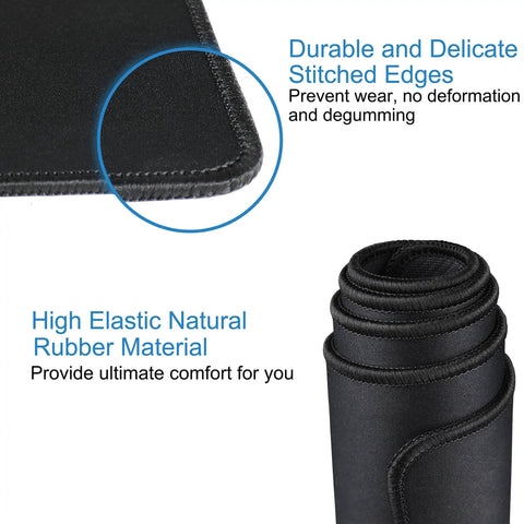 Close-up of Extra Large Gaming Mouse Pad with stitched edges and rolled waterproof non-slip premium microfiber surface.