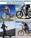 4 Pairs Bike Disc Brake Pads With Installation Toolkit, cyclists on mountain, e-bike, e-scooter, and fat bike showcasing versatility