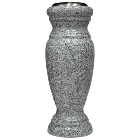 Real Granite Flower Vase With Stainless Steel Inner For Home Decor And Gravesite Memorials Durable Outdoor Garden Lawn And Yard Display 4 By 4 By 10 Inches Gray 633