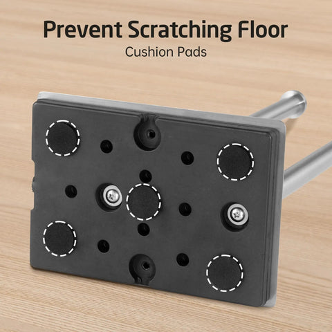 Non-slip base with cushion pads for Freestanding Toilet Paper Holder Stand With Reserve Storage In Rustproof Stainless Steel Brushed Finish For Bathroom Heavy Duty Stable Base Must Have For Humid Environments And Quick Access Paper Roll Storage With Non Slip Base