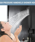 Matte Black Shower System With 12 Inch Rain Head And Handheld Spray Bathroom Shower Fixtures Combo With Brass Valve And Trim Kit
