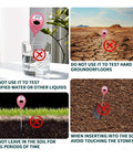Collage of pink soil moisture meter usage tips, includes cautions on improper testing mediums for Soil Moisture Meter For Indoor Plants And Lawn No More Guesswork Easy Water Gauge To Prevent Overwatering No Battery Needed Plant Moisture Monitor For Potted Plants Garden Care Tool With Free Watering Guide.