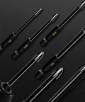 10 Piece Glass Concrete Drill Bit Set With Hex Shank Tungsten Carbide Tips For Masonry Drilling In Brick Plastic Wood And Ceramic Tile Mirror Surfaces On Concrete And Brick Walls Heavy Duty Pro Grade Bits That Cut Through Ceramic Tile Like Butter, shown on black background with visible hex shanks and carbide tips.