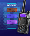 UV 5R 8W Dual Band Two Way Radio with Earpiece 1800mAh Battery and power settings display