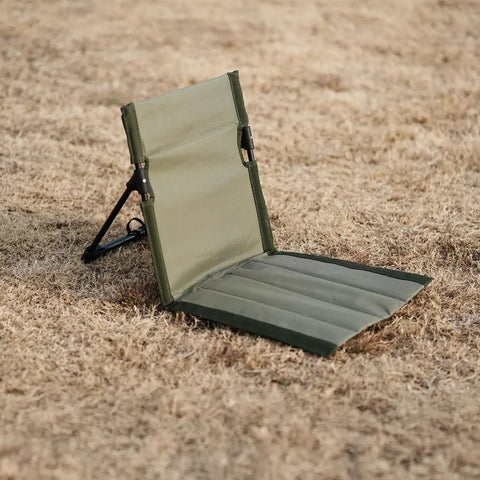 Ultra Lightweight Outdoor Camping Backrest Chair With Carry Bag For Park Vibes And Beach Days on dry grass