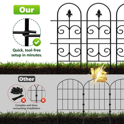 Tall Decorative Metal Garden Fence Panels Set 32 Inch High And 10 Foot Long 9 Pack Rustproof No Dig Fence For Dogs Outdoor