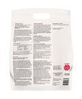Back of packaging for Fast Dissolving Four In One Pool Shock Treatment, instructions and precautions visible, twelve pack format.