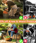 Heavy Duty Garden Kneeler And Seat With Extra Wide 10.2 Inch Kneeling Pad And 1.6 Inch Foam Cushion, Foldable Garden Stool With Two Tool Pouches