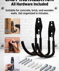 Built Like A Tank 2 Pack EV Charger Holder Wall Mount, Heavy Duty Steel Cable Organizer J Hook with installation hardware.
