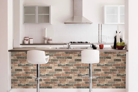 Newport Reclaimed Brick Peel And Stick Wallpaper Red Removable Self Adhesive Wall Covering for kitchen bar accent wall